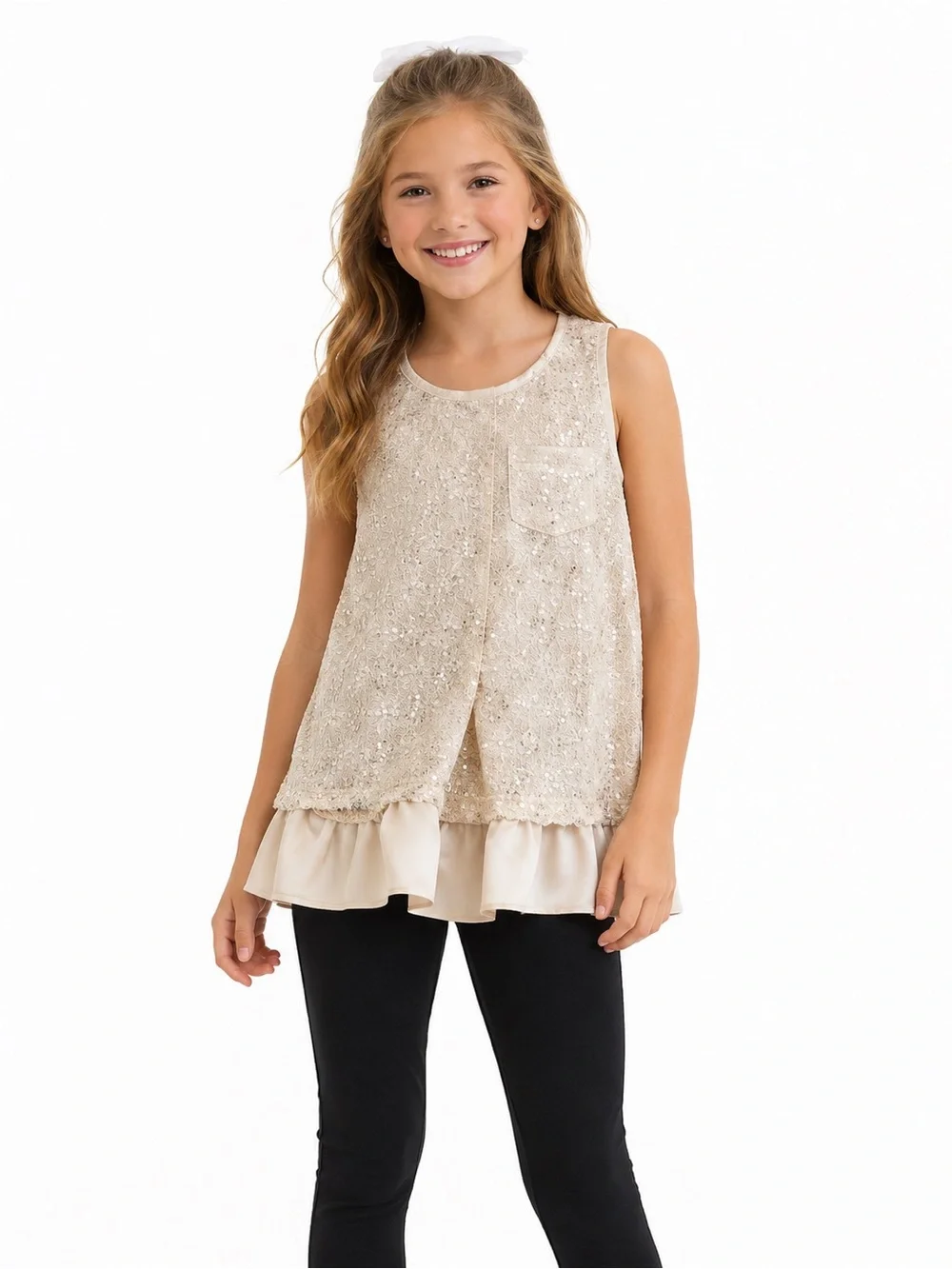 Crewcuts Sparkling Beige Sleeveless Blouse